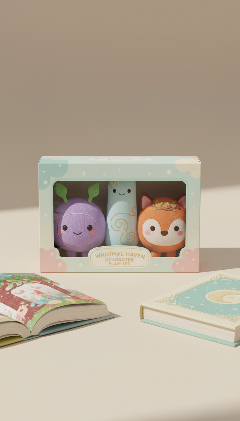 Whimsical Haven Character Plush Set Packaging